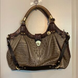 Brahmin Brown Croc-Embossed Shoulder Bag